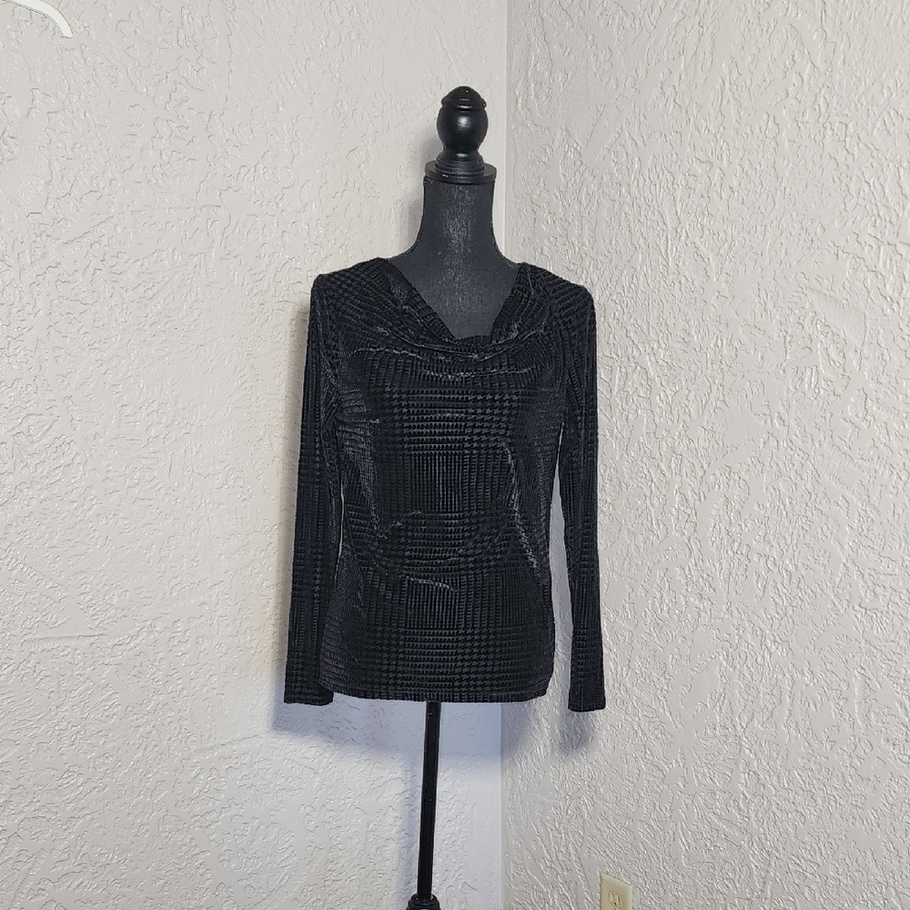 TALBOTS Burnout Velvet Cowl Neck Top